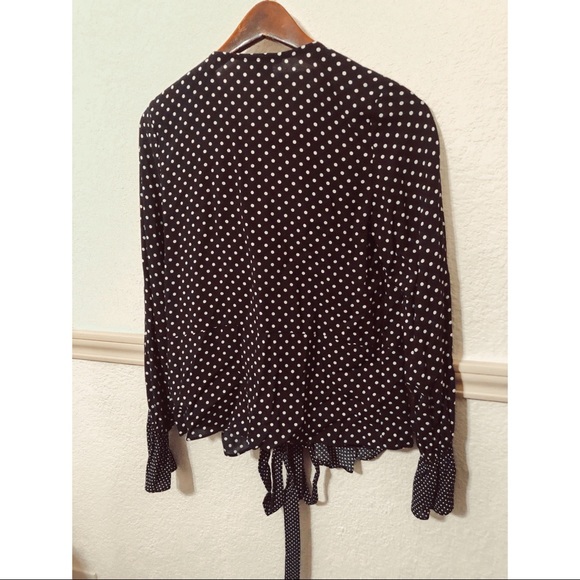H&M Polka Dot Ruffle Wrap Blouse - Picture 2 of 4